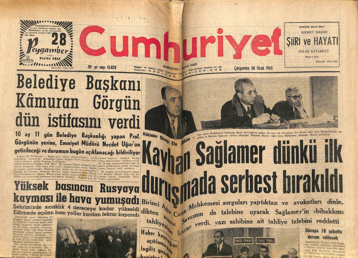 Cumhuriyet Gazetesi 30 Ocak 1963 - Parti Meclis Grupları Dün Birer Toplantı Yaptılar - Belediye Başkanı Kâmuran Görgün Dün İstifasını Verdi GZ142933 - 1