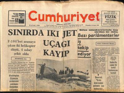 Cumhuriyet Gazetesi 30 Ocak 1969 - Sınırda İki Jet Uçağı Kayıp - Eyüp Han , Siyasi Bir Çözüm Yolu Arıyor GZ98112 - 1