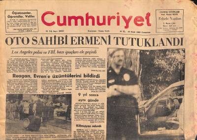 Cumhuriyet Gazetesi 30 Ocak 1982 - Kilimciyan Salındı - Oto Sahibi Ermeni Tutuklandı GZ119418 - 1