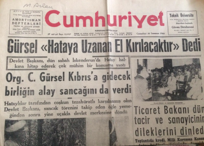 Cumhuriyet Gazetesi 30 Temmuz 1960 - GürselHataya Uzanan El Kırılacaktır Dedi - GZ12676 - 2