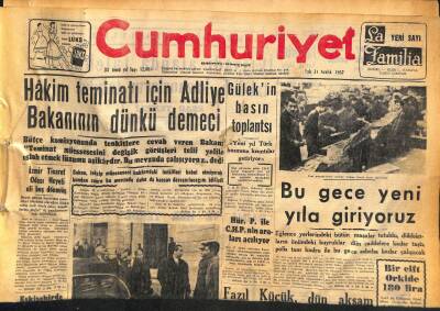 Cumhuriyet Gazetesi 31 Aralık 1957 - Gülekin Basın Toplantısı - İngiltere Makariosla Görüşecek ! GZ119726 - 1