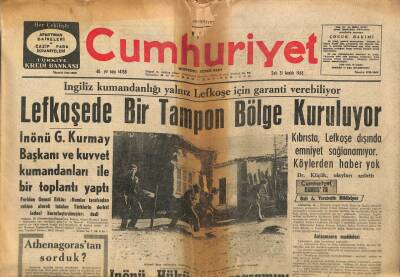 Cumhuriyet Gazetesi 31 Aralık 1963 - Lefkoşede Bir Tampon Bölge Kuruluyor GZ84929 - 1