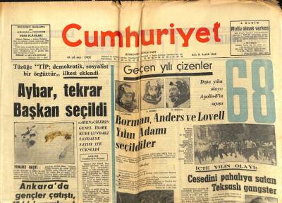Cumhuriyet Gazetesi - 31 Aralık 1968 - Aybar Tekrar Başkan Seçildi GZ99493 - 1