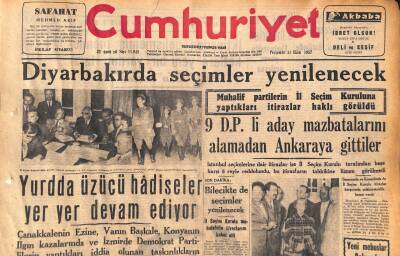 Cumhuriyet Gazetesi 31 Ekim 1957 - Eisenhower Avrupaya Geleceğini Açıkladı - Diyarbakırda Seçimler Yenilenecek GZ119647 - 1