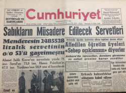 Cumhuriyet Gazetesi 31 Ekim 1960 - Sabıkların Müsadere Edilecek Servetleri - GZ12055 - 1
