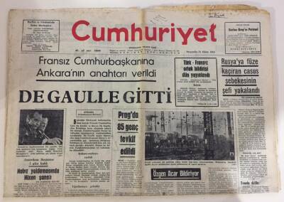 Cumhuriyet Gazetesi 31 Ekim 1968 -Türk- Fransız Ortak Bildirisi Dün Yayınlandı GZ6091 - 2