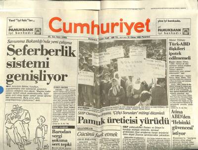Cumhuriyet Gazetesi 31 Ekim 1988 - 100 Bin Öğrenci İcraya Verilecek GZ60763 - 1