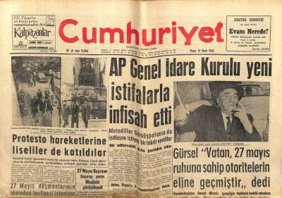 Cumhuriyet Gazetesi 31 Mart 1963 - AP Genel İdare Kurulu Yeni İstifalarla İnfisah Etti GZ103108 - 1