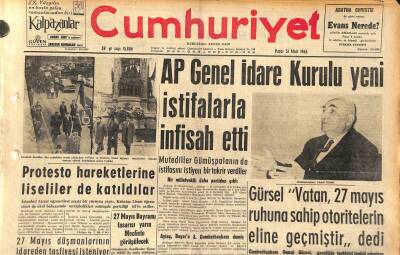 Cumhuriyet Gazetesi 31 Mart 1963 - AP Genel İdare Kurulu Yeni İstifalarla İnfisah Etti GZ120547 - 1