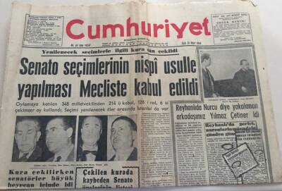 Cumhuriyet Gazetesi 31 Mart 1964-Senato Seçimlerinin Nispi Usulle Yapılması Mecliste Kabul Edildi GZ6009 - 1
