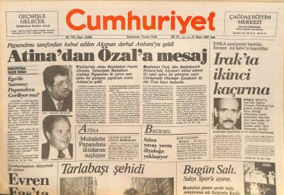 Cumhuriyet Gazetesi 31 Mart 1987 - Atinadan Özala Mesaj - Dolarda Rekor Düşüş GZ127782 - 1