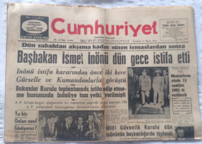 Cumhuriyet Gazetesi 31 Mayıs 1962 - Başbakan İsmet İnönü Dün Gece İstifa Etti - GZ19339 - 1