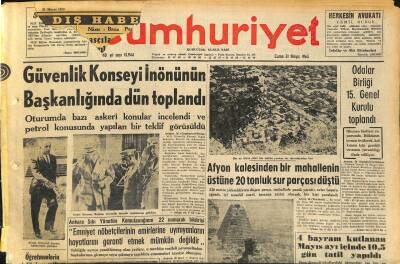Cumhuriyet Gazetesi 31 Mayıs 1963 - Afyon Kalesinden Bir Mahallenin Üstüne 20 Tonluk Sur Parçası Düştü GZ120627 - 1