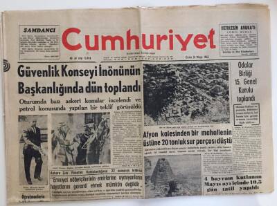 Cumhuriyet Gazetesi 31 Mayıs 1963-Güvenlik Konseyi İnönünün Başkanlığında Dün Toplandı GZ6109 - 2