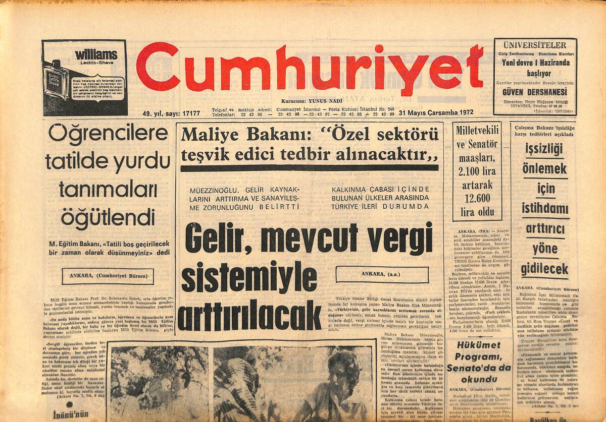 Cumhuriyet Gazetesi 31 Mayıs 1972 - Bülent Ecevit'in İmdadına Köylü Kadın Yetişti! - Nixon, Dün Tahran'da Şah'la 4 Saat Görüştü! GZ143195 - 1