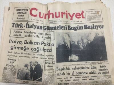 Cumhuriyet Gazetesi 31 Ocak 1955 - Türk İtalyan Görüşmeleri GZ52823 - 1