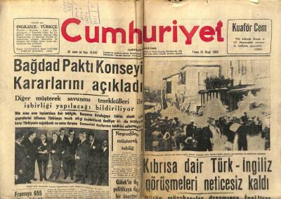 Cumhuriyet Gazetesi 31 Ocak 1958 - Bağdat Paktı Konseyi Kararları Açıkladı GZ78032 - 1