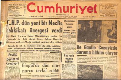 Cumhuriyet Gazetesi 31 Ocak 1960 - De Gaulle Cezayirde Duruma Hakim Oluyor GZ119982 - 1
