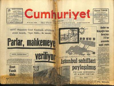 Cumhuriyet Gazetesi 31 Ocak 1970 - İstanbul Sahilleri Paylaşılmış GZ80413 - 1