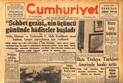 Cumhuriyet Gazetesi 31 Temmuz 1956 - Batı Trakya Türkleri Üzerinde Baskı Arttı - Batı Trakya Türkleri Üzerinde Baskı Arttı GZ119919 - 1