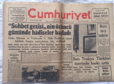 Cumhuriyet Gazetesi 31 Temmuz 1956 - Batı Trakya Türkleri Üzerinde Baskı Arttı - GZ19388 - 1
