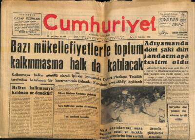 Cumhuriyet Gazetesi 31 Temmuz 1962 - Bazı Mükellefiyetlerle Toplum Kalkınmasına Halk da Katılacak GZ121308 - 1