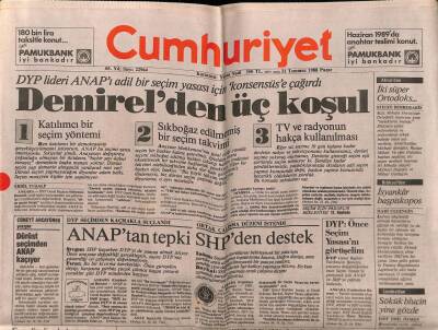 Cumhuriyet Gazetesi 31 Temmuz 1988 - Doğum Günü Hediyesi GZ55468 - 1