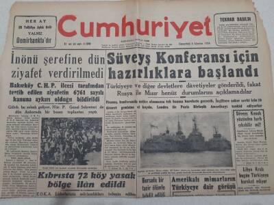 Cumhuriyet Gazetesi 4 Ağustos 1956 - Kıbrısta 72 Köy Yasak Bölge İlan Edildi GZ71888 - 1