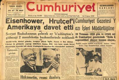 Cumhuriyet Gazetesi 4 Ağustos 1959 - Giresun Limanı Merasimsiz Açıldı - Eisenhower , Hrutçefi Amerikaya Davet Etti GZ120306 - 1