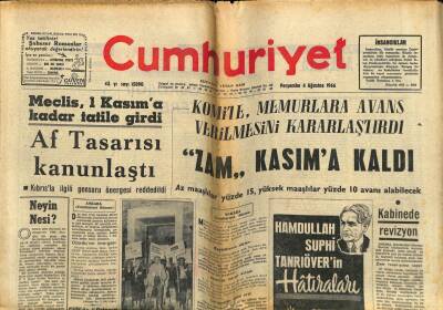 Cumhuriyet Gazetesi 4 Ağustos 1966 - Af Tasarısı Kanunlaştı GZ58961 - 1