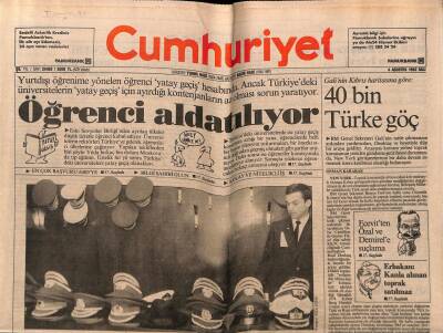 Cumhuriyet Gazetesi 4 Ağustos 1992 - Doğum Günü Hediyesi GZ55471 - 1