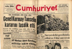 Cumhuriyet Gazetesi 4 Aralık 1962 - Genelkurmay Tanselin Kararını Tasdik Etti GZ70036 - 2