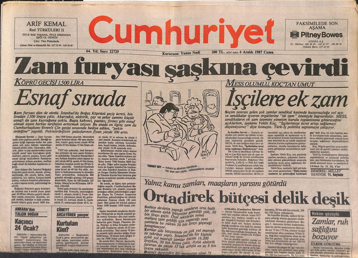 Cumhuriyet Gazetesi 4 Aralık 1987 - ABD'nin Ege Hesabı - Mardin'de Kontenjan ANAP'a Geçti GZ151661 - 1