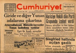Cumhuriyet Gazetesi 4 Birinciteşrin ( Ekim ) 1944 - Tito Kuvvetleri , Macar Hududuna Dayandılar ! GZ69588 - 2