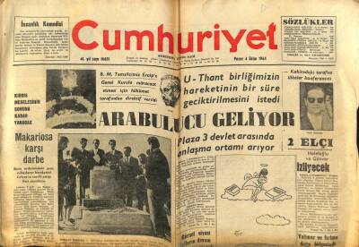 Cumhuriyet Gazetesi 4 Ekim 1964 - Plaza 3 Devlet Arasında Anlaşma Ortamı Arıyor GZ62413 - 1
