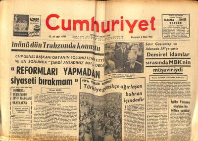 Cumhuriyet Gazetesi 4 Ekim 1965 - Demirel, Türkiye`de Sınıf Kavgası Olmayacak GZ88048 - 1