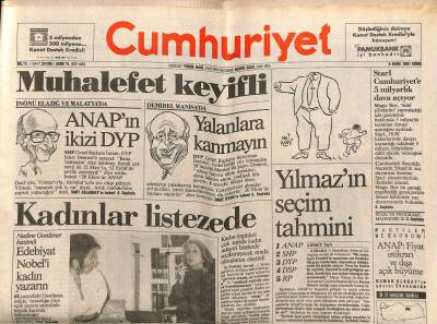 Cumhuriyet Gazetesi 4 Ekim 1991 - Yugoslav Yönetiminde Sırp Darbesi GZ69678 - 2