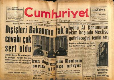Cumhuriyet Gazetesi 4 Eylül 1962 - Dışişleri Bakanının Iraka Cevabı Çok Sert Oldu GZ78110 - 1