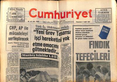 Cumhuriyet Gazetesi 4 Eylül 1967 - CHP , AP İle Mücadeleyi Sertleştirecek - T. Kömür İşletmeleri G. Müdürünün Gizli Raporu Tepki Yarattı GZ121891 - 1