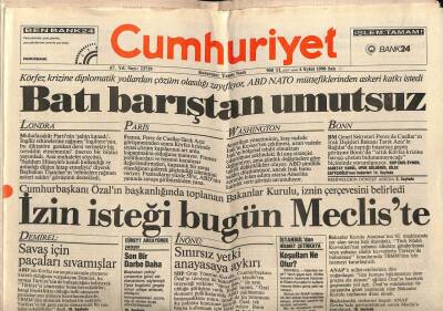 Cumhuriyet Gazetesi 4 Eylül 1990 - Sınırsız Yetki Anayasaya Aykırı GZ64453 - 1