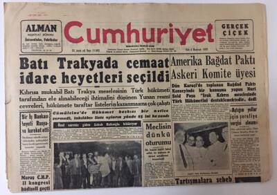 Cumhuriyet Gazetesi 4 Haziran 1957 - Batı Trakyada Cemaat İdare Heyetleri Seçildi GZ26444 - 1