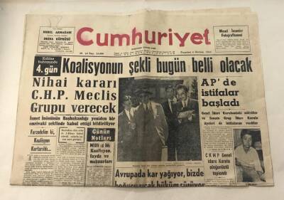 Cumhuriyet Gazetesi 4 Haziran 1962 GZ987 - 1
