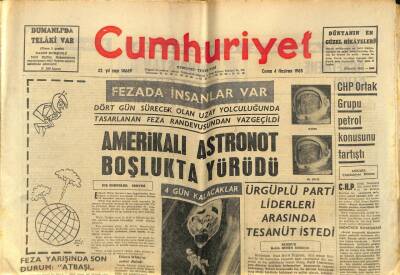 Cumhuriyet Gazetesi 4 Haziran 1965 - Amerikalı Astronot Boşlukta Yürüdü GZ59122 - 1