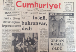 Cumhuriyet Gazetesi 4 Haziran 1970 - İnönü,Buhran Var Dedi - GZ12095 - 2