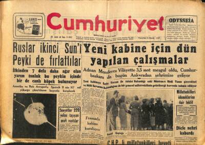 Cumhuriyet Gazetesi 4 Kasım 1957 - Sovyetler 220 Yolcu Taşıyan Uçak Yaptılar GZ85316 - 1