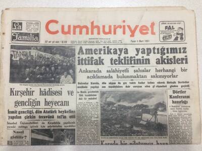 Cumhuriyet Gazetesi 4 Mart 1951 - Amerika ya Yaptığımız İttifak Teklifinin Akisleri GZ52632 - 1
