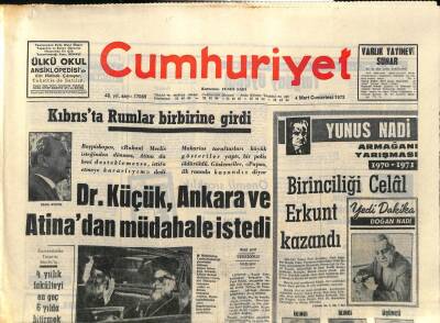 Cumhuriyet Gazetesi 4 Mart 1972 - Kara Taşıt Yasasının Bir An Önce Çıkarılması İstendi GZ87480 - 1
