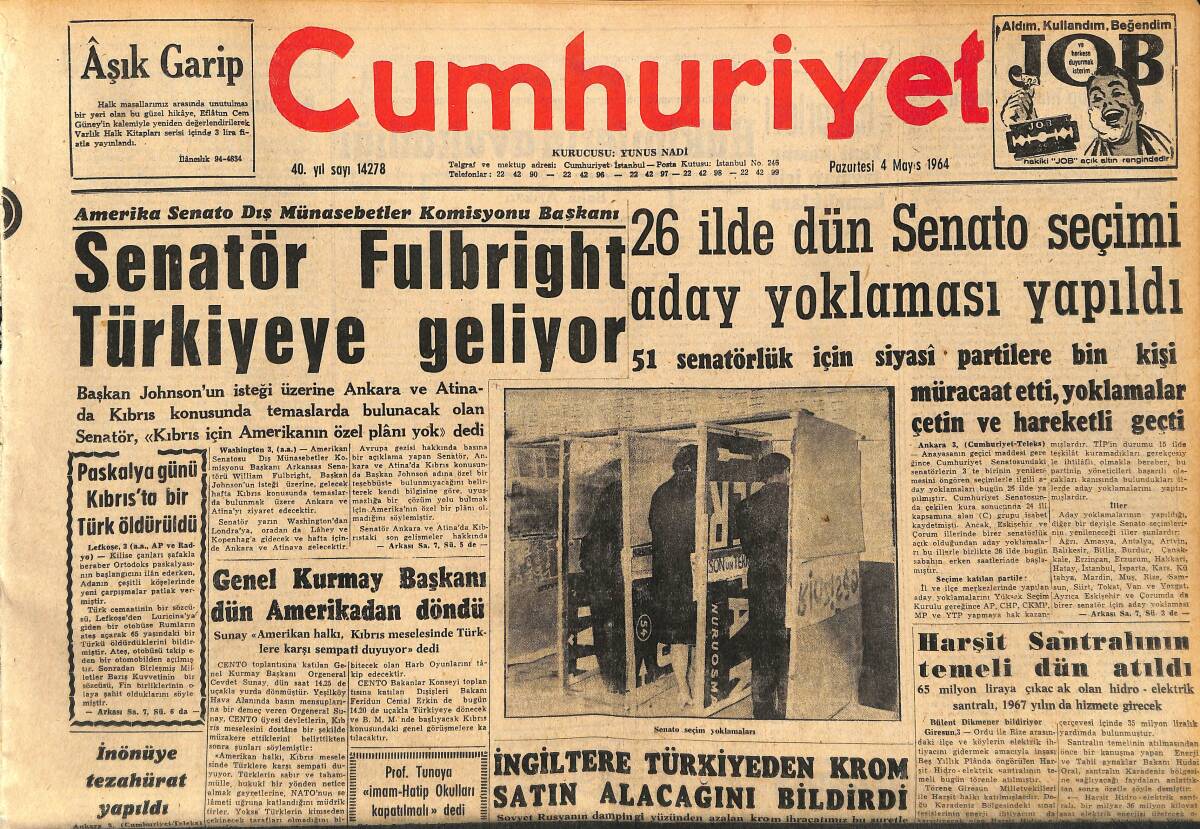 Cumhuriyet Gazetesi 4 Mayıs 1964 - İngiltere Türkiye'den Krom Satın Alacağını Bildirdi GZ160395 - 1