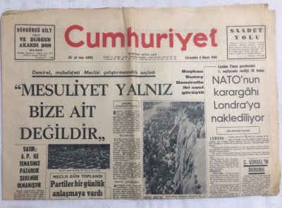 Cumhuriyet Gazetesi 4 Mayıs 1966 - DemirelMesuliyet Yalnız Bize Ait Değildir - GZ19203 - 1