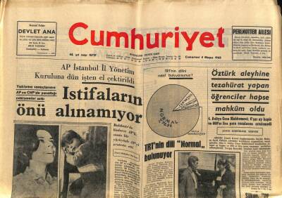 Cumhuriyet Gazetesi 4 Mayıs 1968 - AP İstanbul İl Yönetim Kuruluna Dün İşten El Çektirildi GZ76041 - 1